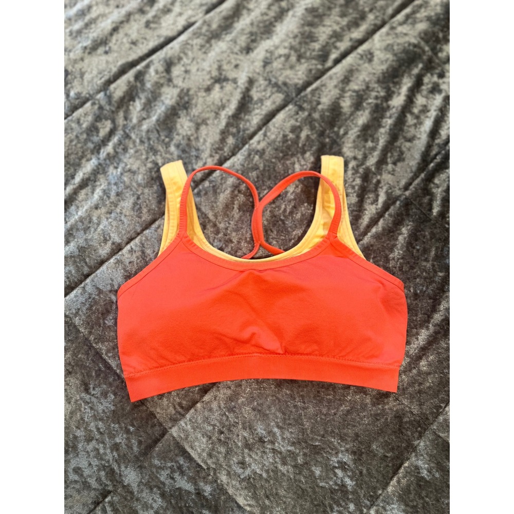 Layered Sports Bra Women's Size Medium Orange/Yellow EUC